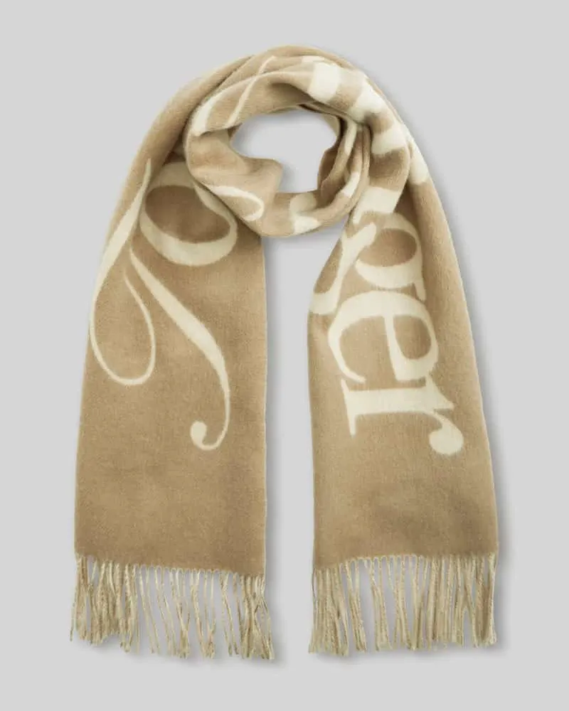 Tommy Hilfiger Schal aus reiner Wolle Modell 'SCRIPT Beige