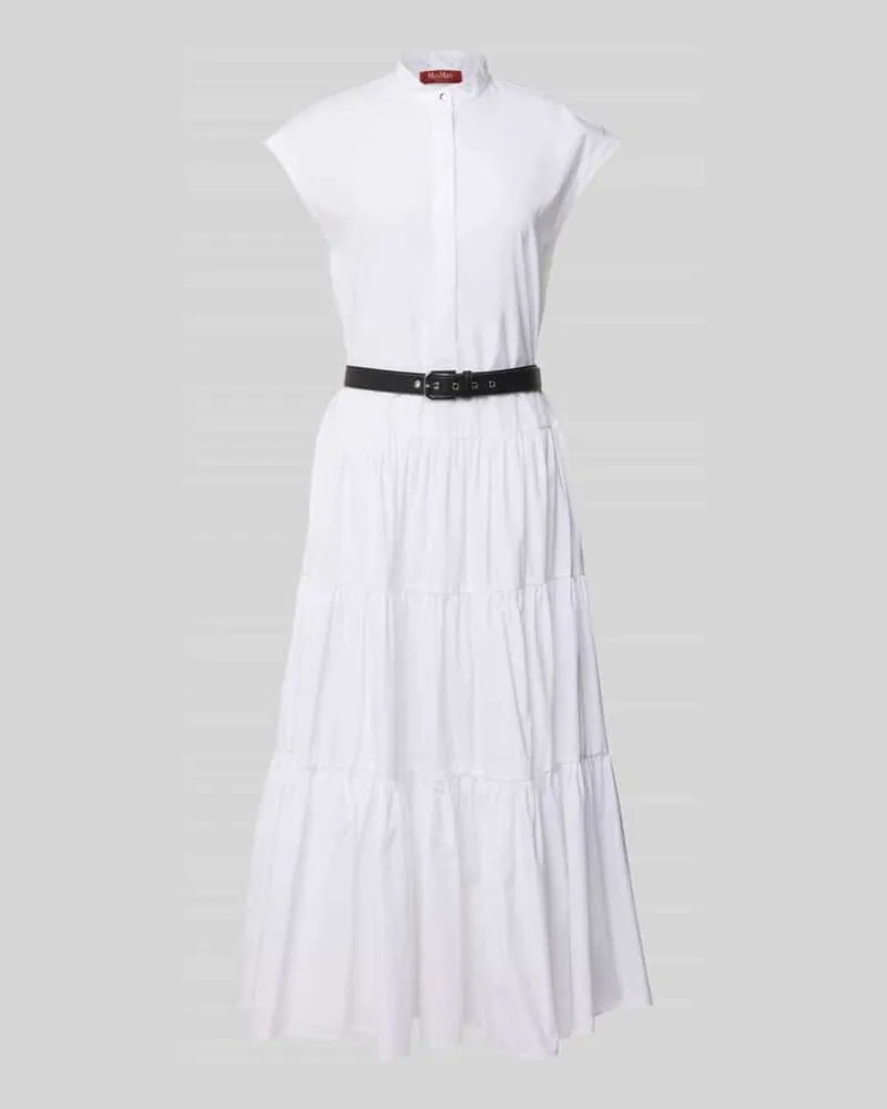 Max Mara Maxikleid mit Stehkragen Modell 'BAIRO Weiss