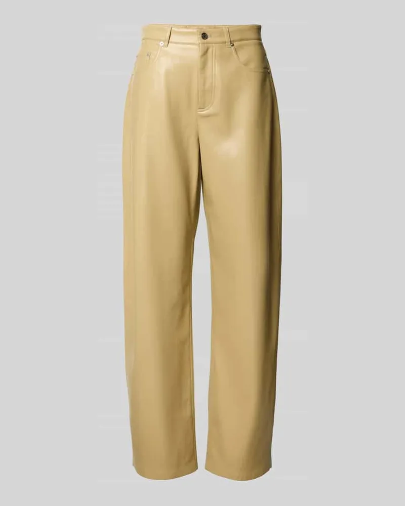 Nanushka Straight Fit Hose in Leder-Optik Beige