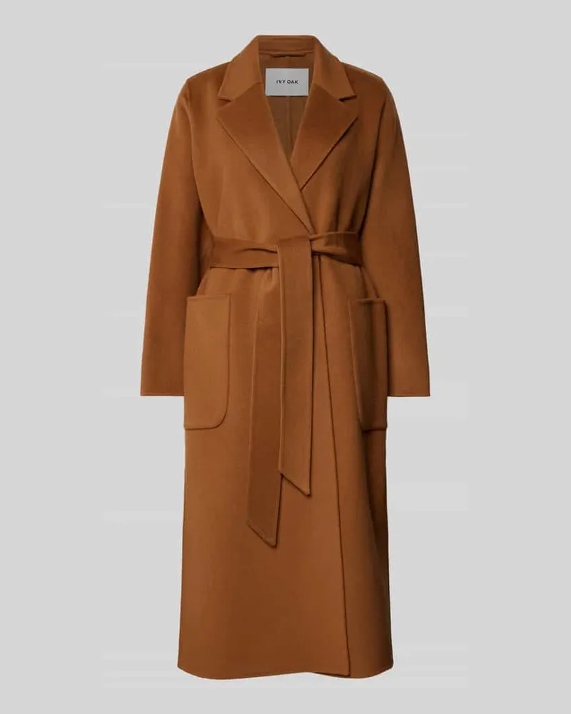 IVY & OAK Wollmantel mit Bindegürtel Modell 'CELIA Cognac