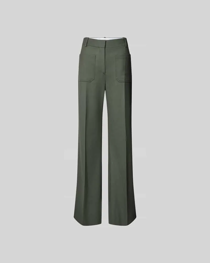 Victoria Beckham Straight Fit Stoffhose mit Woll-Anteil Schilf
