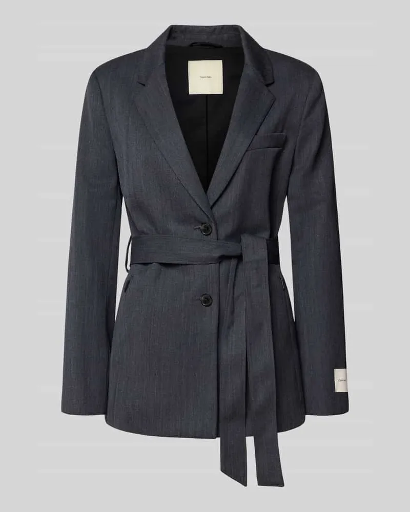 Calvin Klein Regular Fit Longblazer aus Wolle mit Taillengürtel Graphit