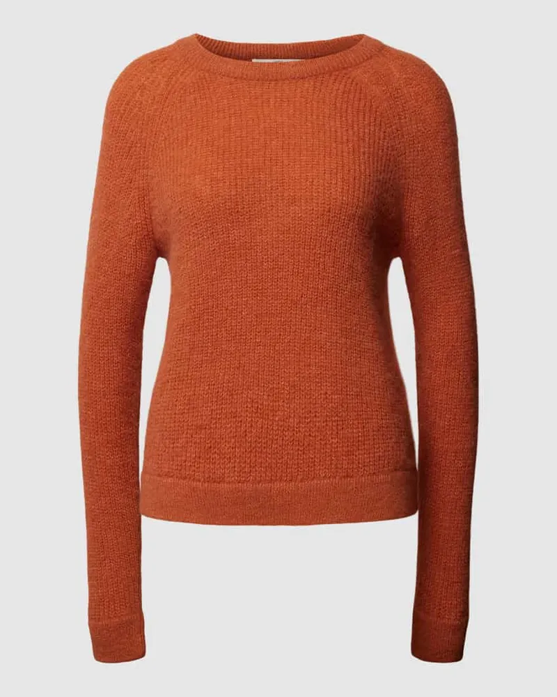 Lanius Strickpullover aus Alpaka-Mix mit Rundhalsausschnitt Cognac