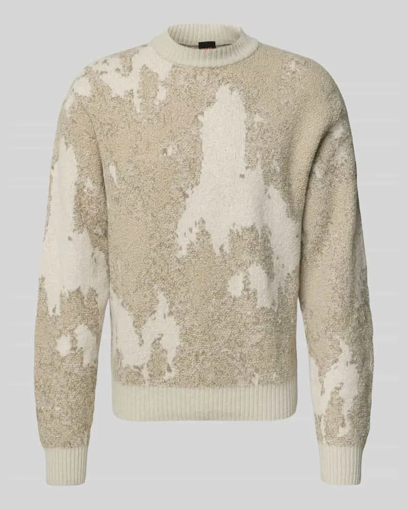 HUGO BOSS Loose Fit Strickpullover mit Woll-Anteil Modell 'KRADAR Sand
