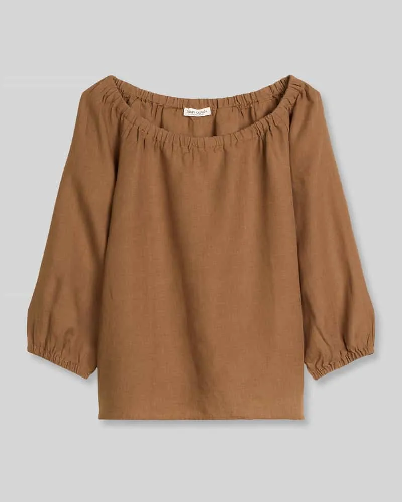 Marc O'Polo Regular Fit Bluse aus reinem Leinen mit Carmen-Ausschnitt Hazel