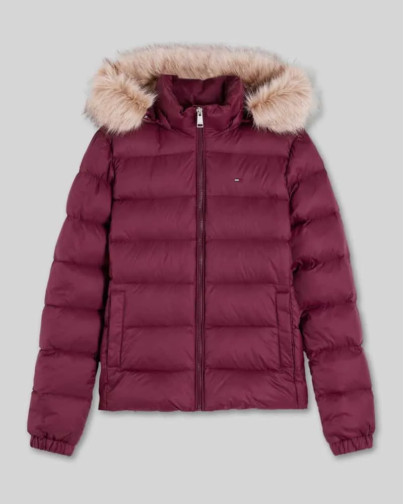 Tommy Hilfiger Regular Fit Daunenjacke mit Kunstfell Bordeaux