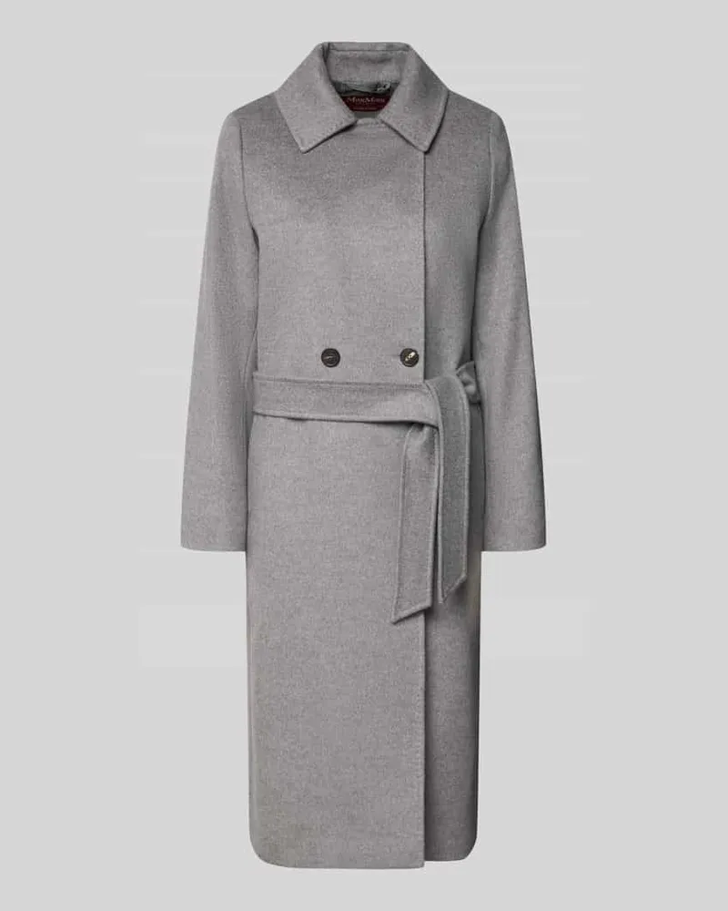 Max Mara Wollmantel mit Bindegürtel Modell 'BCOLLAG Mittelgrau