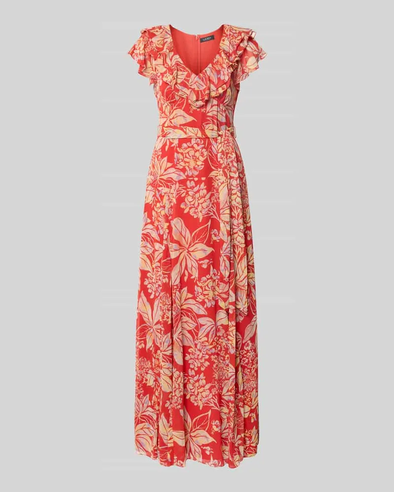 Ralph Lauren Abendkleid mit Volants Modell 'KUSUMA Rot