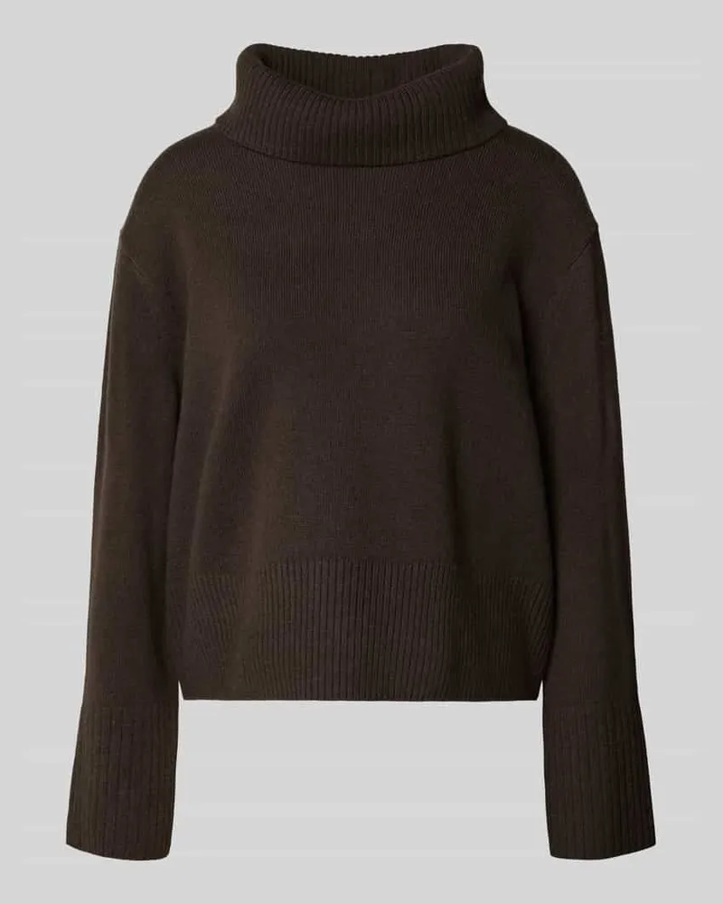 COMMA Strickpullover mit Rollkragen Dunkelbraun