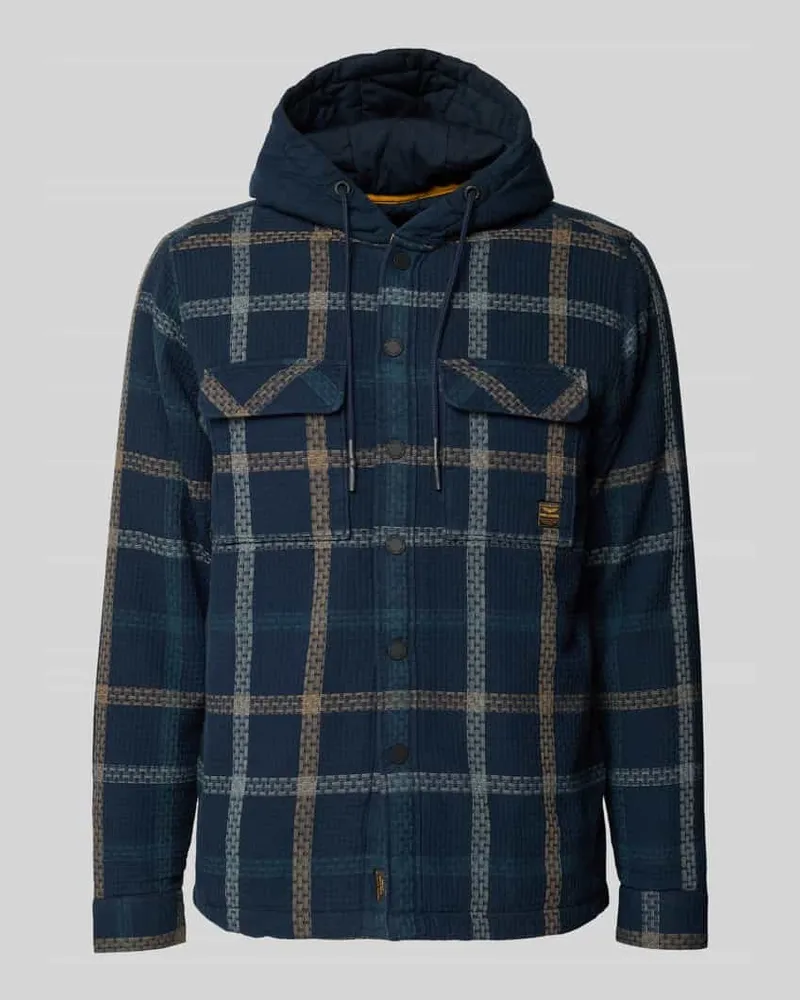 PME Legend Regular Fit Hemdjacke mit Kapuze Marine