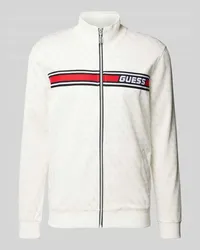 Guess Sweatjacke mit Label-Stitching Modell 'KORBIN Weiss