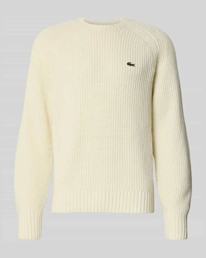 Lacoste Regular Fit Strickpullover aus reiner Wolle Offwhite