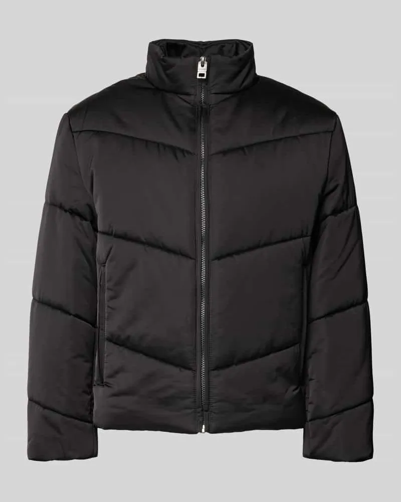 HUGO BOSS Regular Fit Steppjacke aus wattiertem Satin Modell 'BERO2531 Black