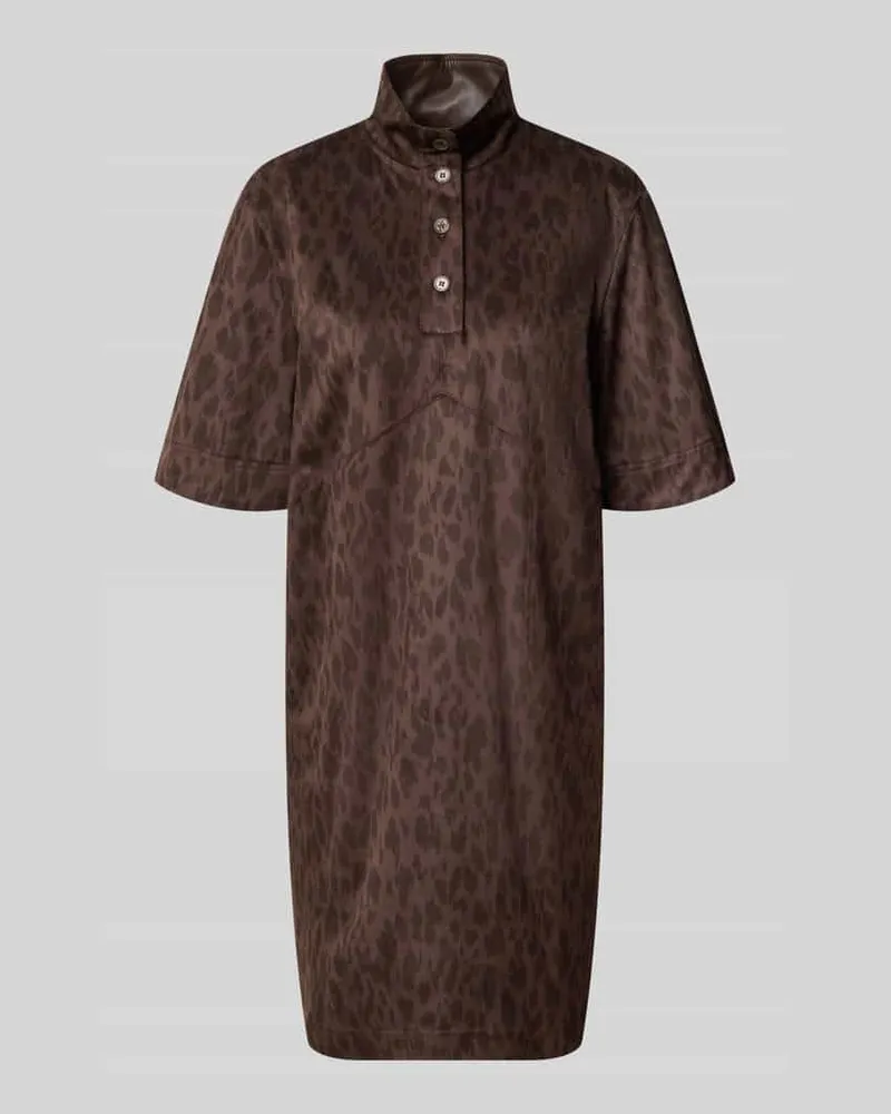 Marc Cain Regular Fit Freizeitkleid mit hohem Stehkragen Dunkelbraun