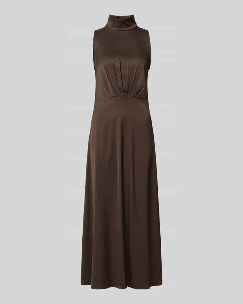 Drykorn Maxikleid mit Stehkragen und Drapierungen Modell 'AMABEL Taupe