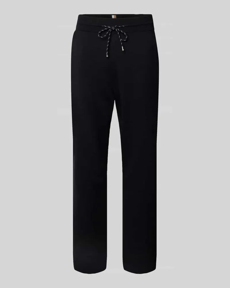 HUGO BOSS Regular Fit Sweatpants aus Baumwoll-Schurwoll-Mix Modell 'IDRICO Black