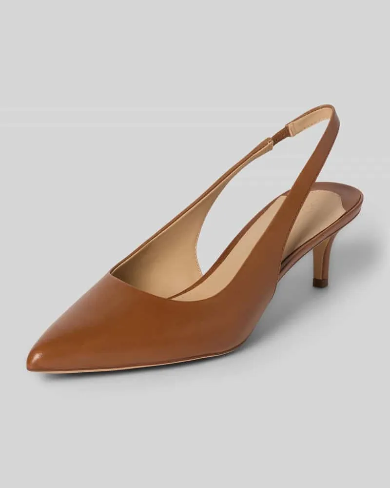 Ralph Lauren Pumps aus Leder mit Pfennigabsatz Modell 'LOLAH II Cognac