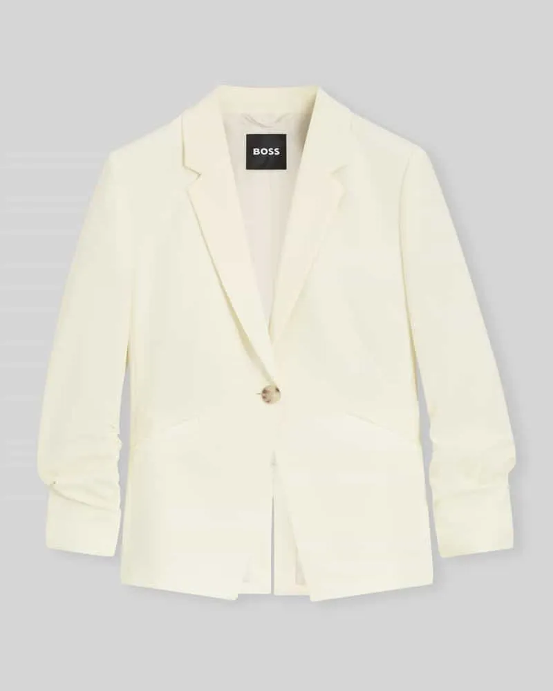 HUGO BOSS Slim Fit Blazer mit gerafften Ärmeln Modell 'Jia16 Hellgelb