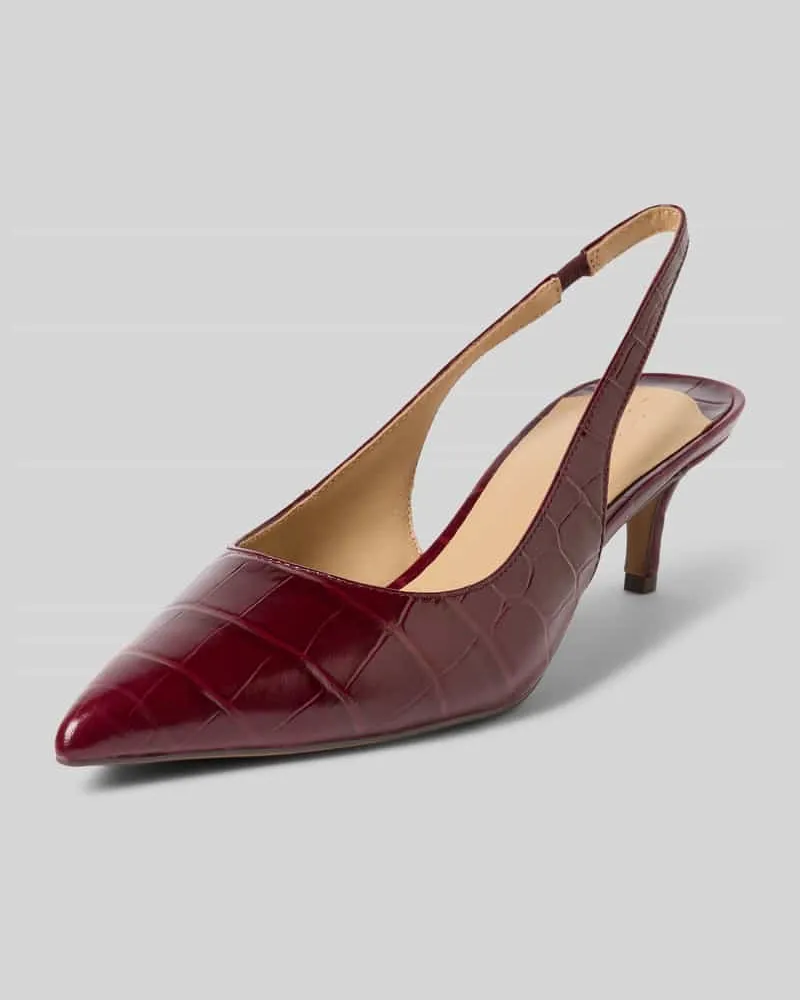 Ralph Lauren Slingback-Pumps aus Leder mit Pfennigabsatz Modell 'LOLAH II Bordeaux