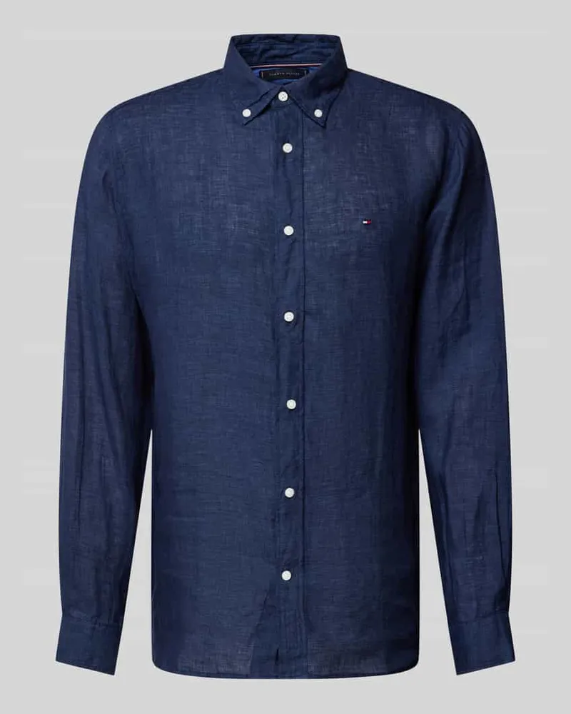 Tommy Hilfiger Regular Fit Leinenhemd mit Button-Down-Kragen Marine