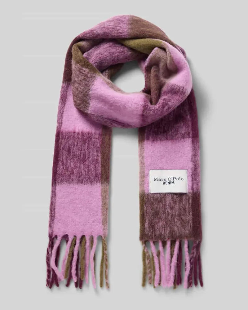 Marc O'Polo Schal aus Alpaka-Wolle mit Fransen Fuchsia