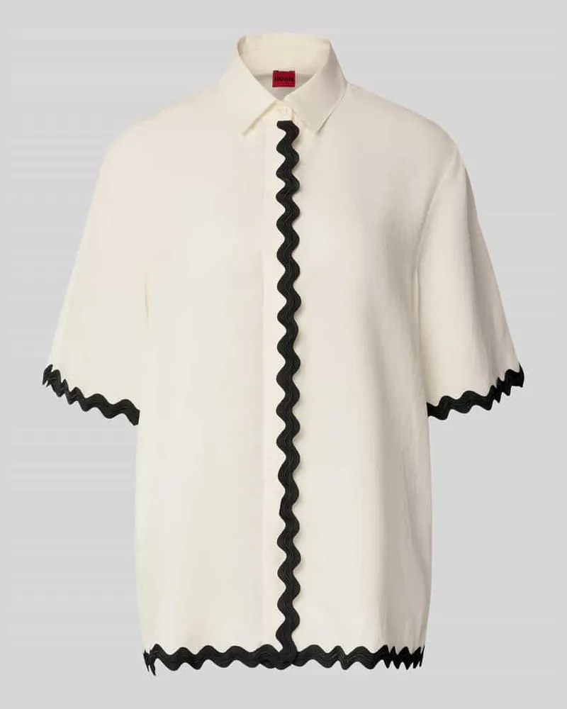 HUGO BOSS Comfort Fit Hemdbluse aus Lyocell-Leinen-Mix Modell 'CAMULE-1 Offwhite