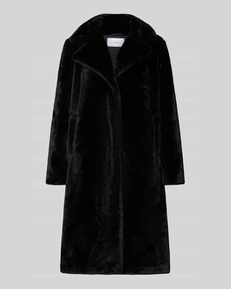 Vila Regular Fit Mantel aus Kunstfell Modell 'Emmela Black