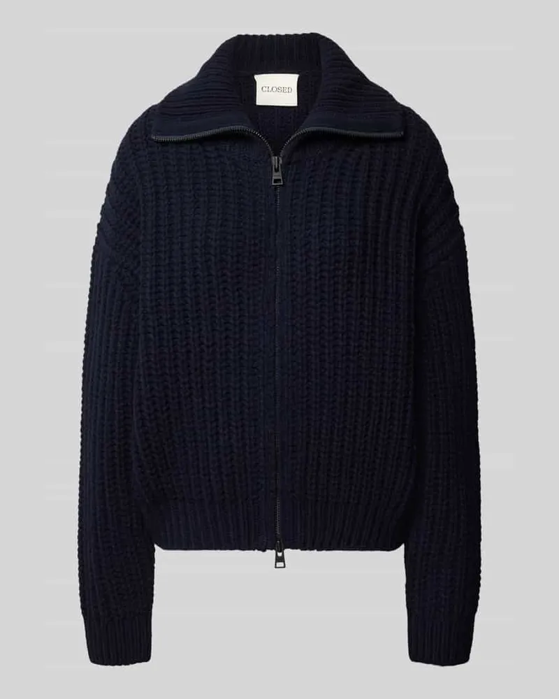 Closed Strickjacke aus Wolle mit Umlegekragen Marine