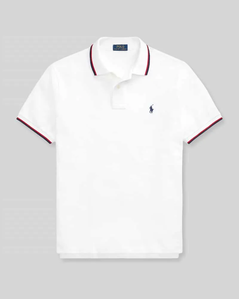 Ralph Lauren Regular Fit Poloshirt aus reiner Baumwolle mit Kontraststreifen Weiss