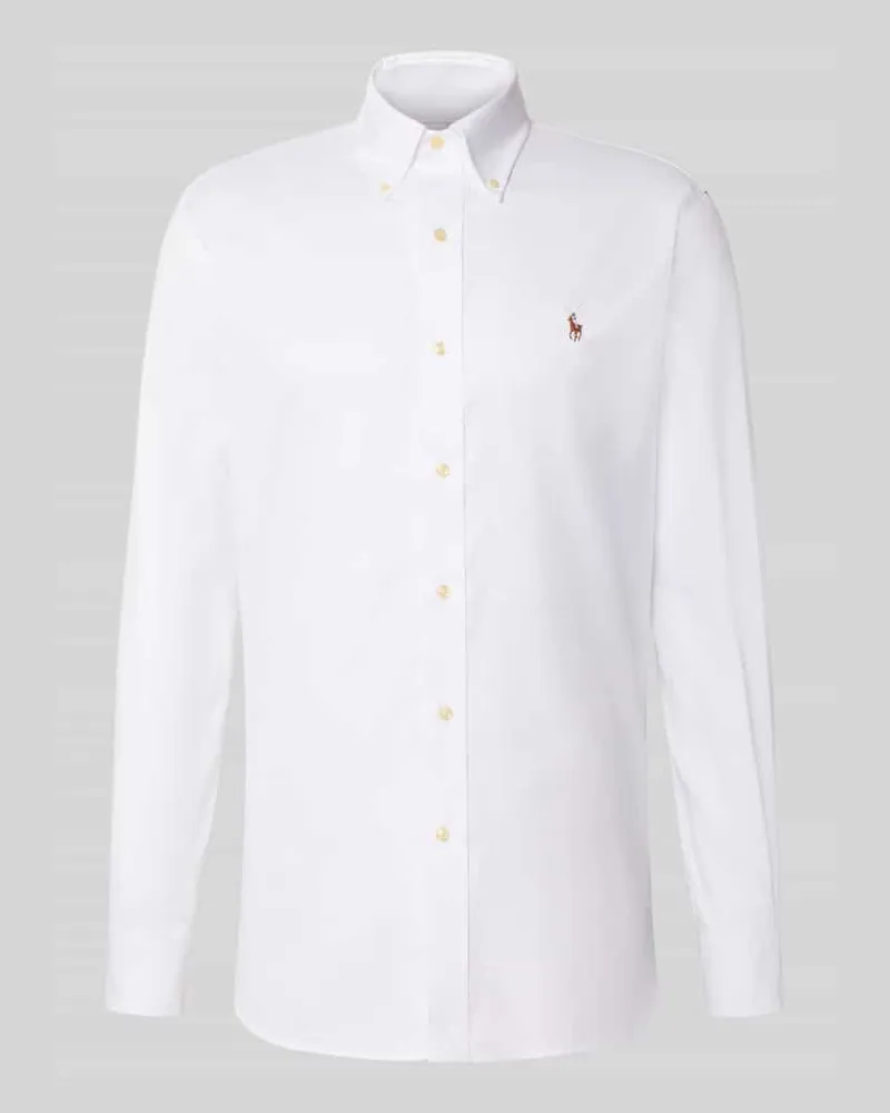Ralph Lauren Regular Fit Business-Hemd mit Button-Down-Kragen Weiss