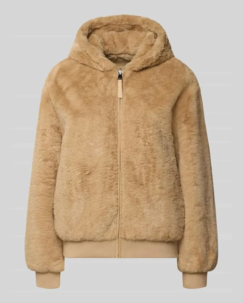 S.Oliver Regular Fit Kunstfelljacke mit Kapuze Beige