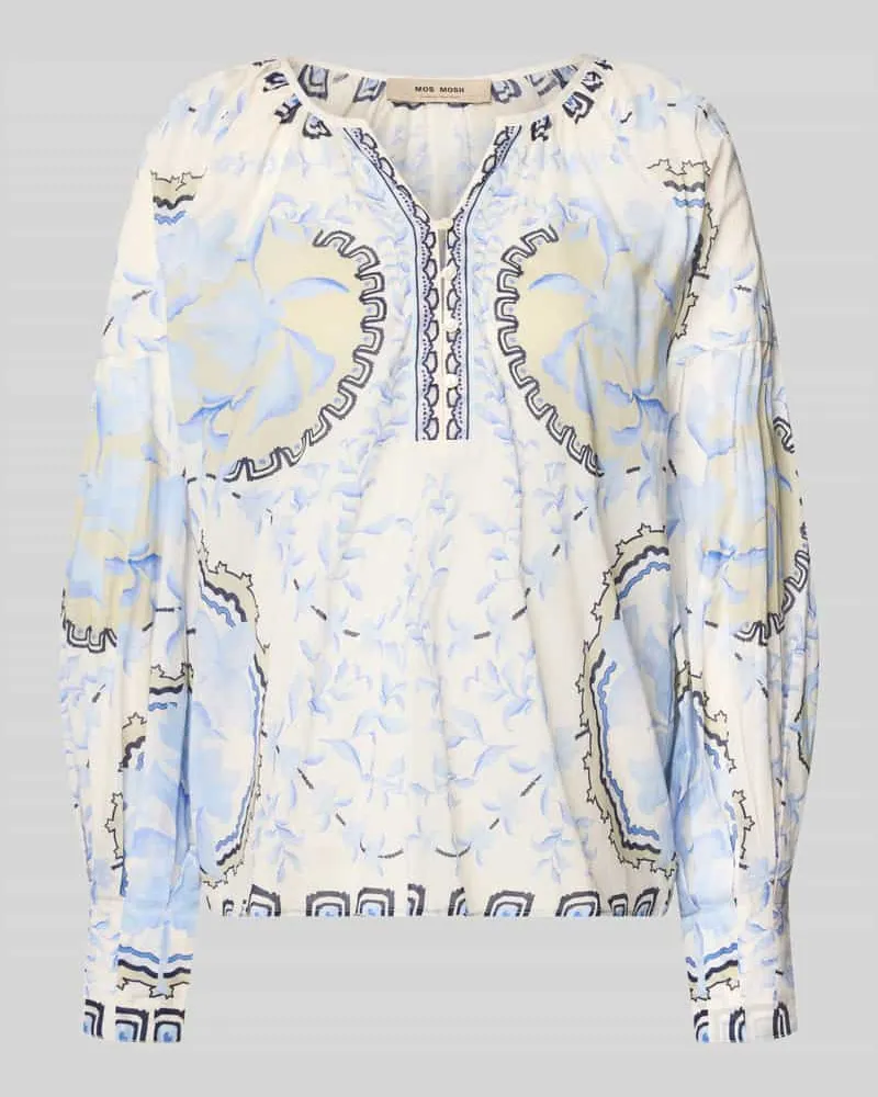 Mos Mosh Relaxed Fit Bluse mit Tunika-Ausschnitt Modell 'Wylde Hellblau
