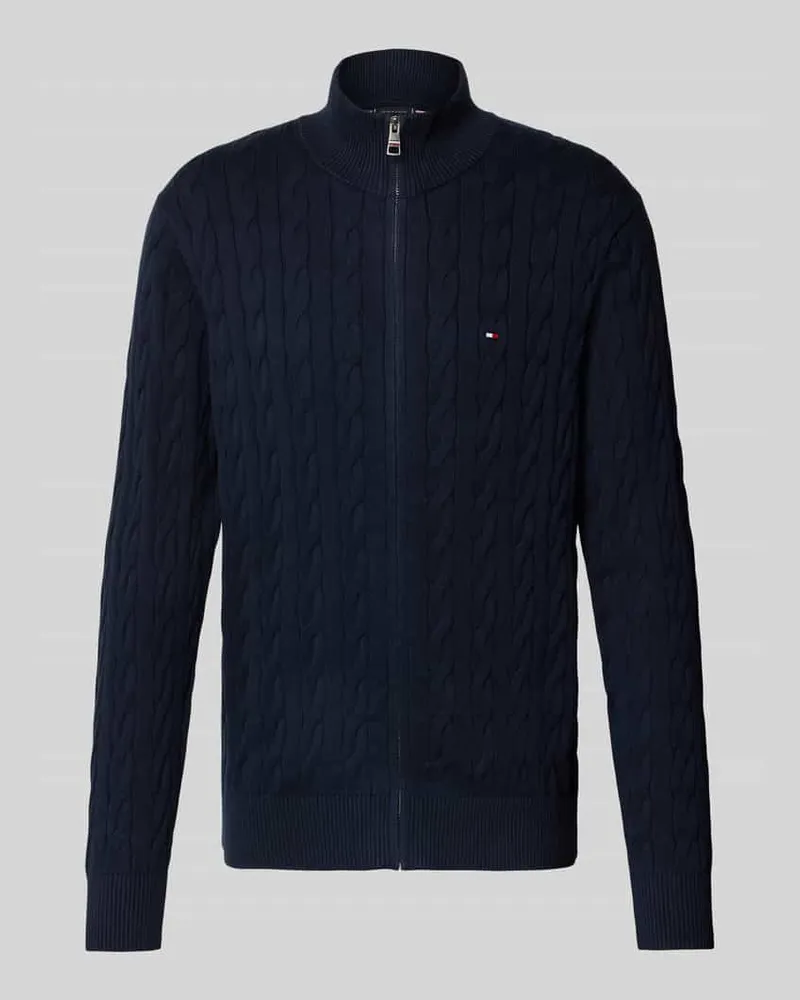 Tommy Hilfiger Regular Fit Strickjacke aus reiner Baumwolle Marine