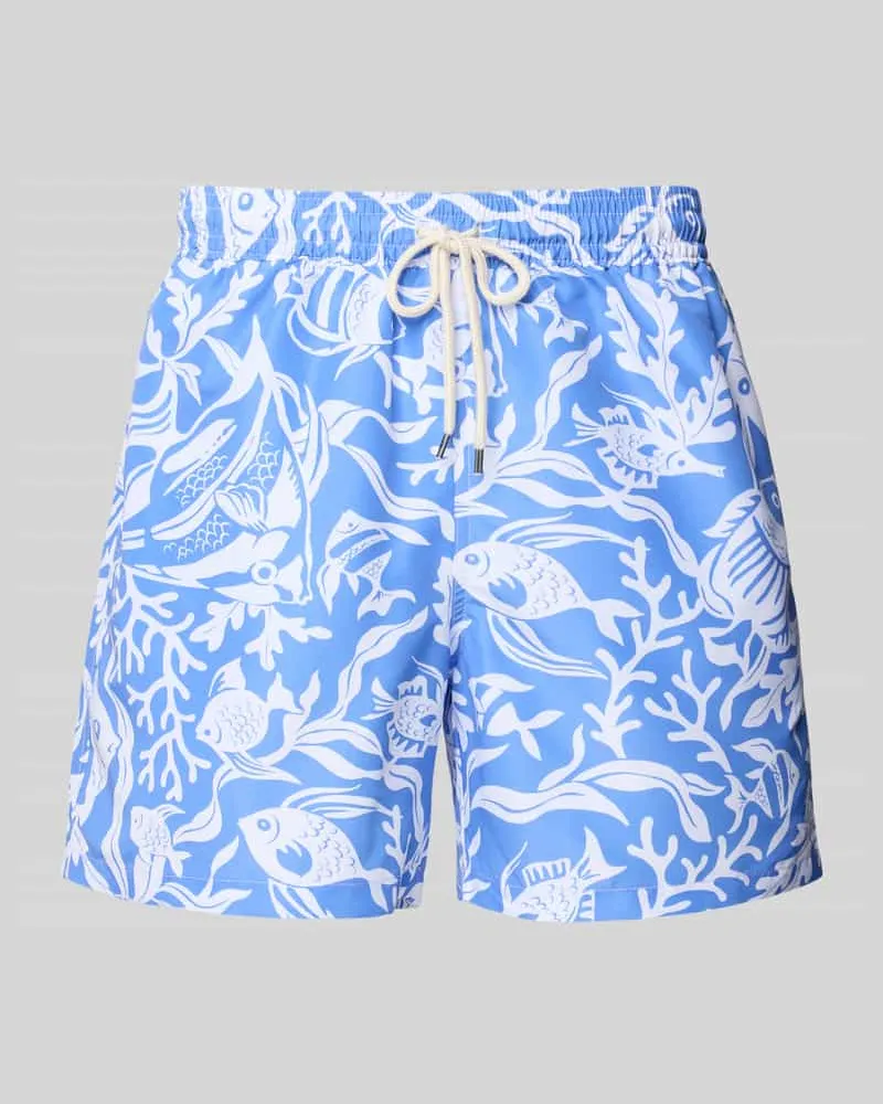 Ralph Lauren Regular Fit Badehose mit Tunnelzug Modell 'TRAVELER Hellblau