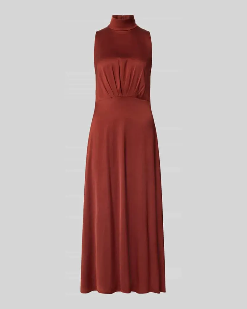 Drykorn Maxikleid mit Stehkragen und Drapierungen Modell 'AMABEL Rostrot