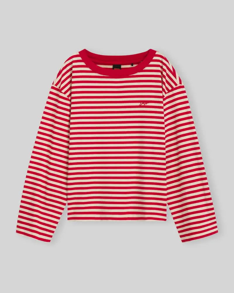 HUGO BOSS Relaxed Fit Langarmshirt mit Logo-Schriftzug Rot