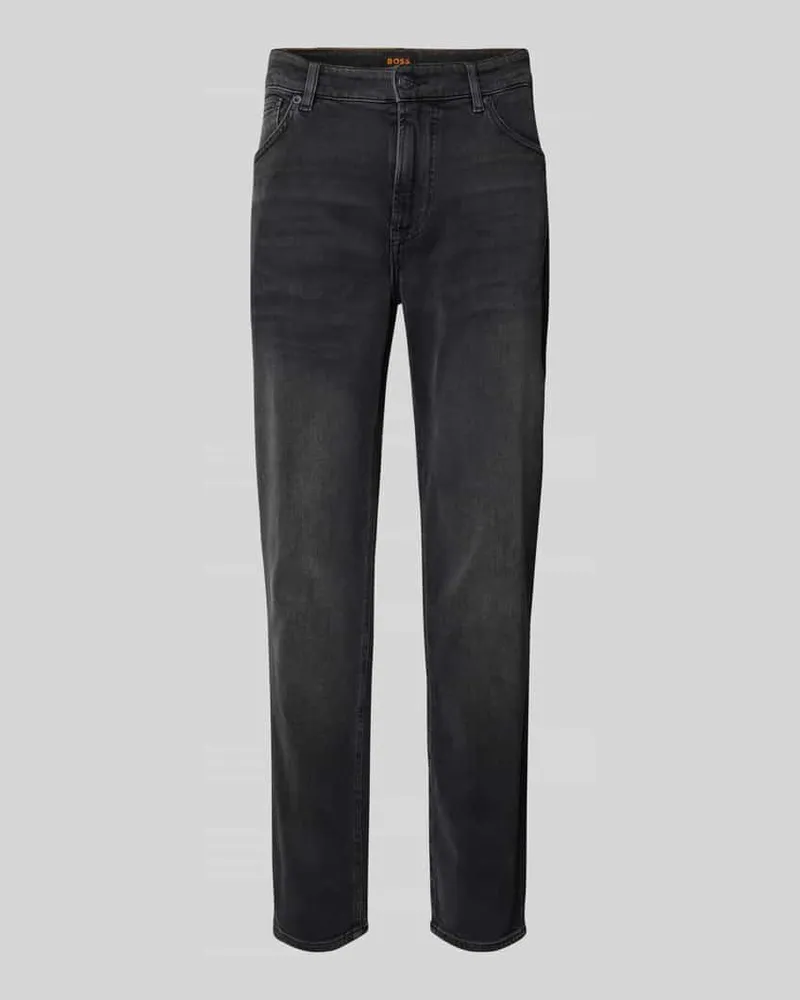 HUGO BOSS Regular Fit Jeans mit Label-Patch Modell 'ONYX Dunkelgrau