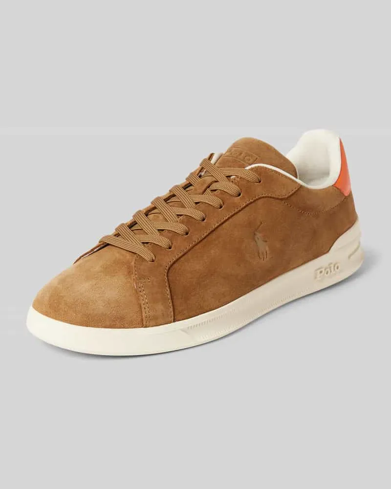 Ralph Lauren Ledersneaker mit Label-Details Camel