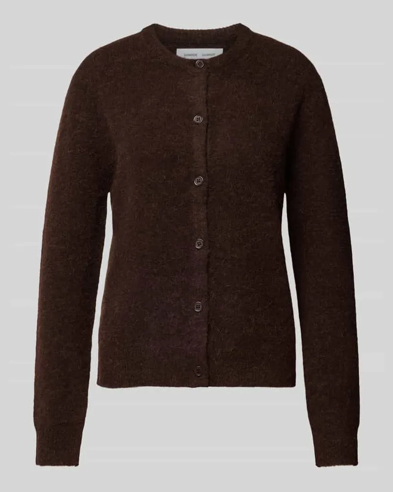 Samsøe & Samsøe Cardigan aus Woll-Mix mit Rundhalsausschnitt Schoko