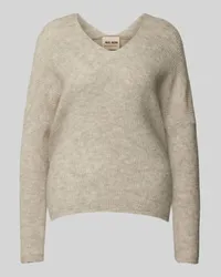 Mos Mosh Strickpullover mit V-Ausschnitt Modell 'THORA Beige