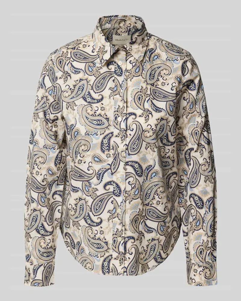 Gant Regular Fit Hemdbluse mit Allover-Paisley-Print Modell 'Voile Marine