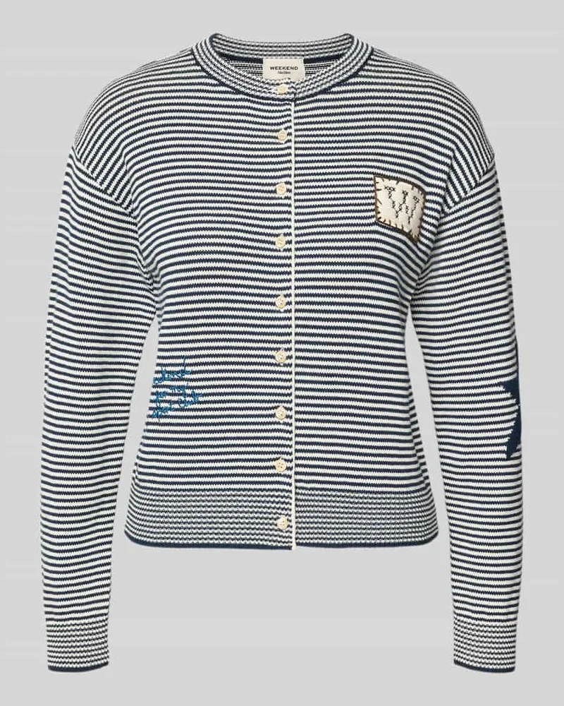 Max Mara Regular Fit Strickjacke aus Baumwoll-Mix Modell 'TEIERA Dunkelblau