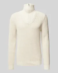 Ragman Strickpullover mit gerippten Abschlüssen Offwhite