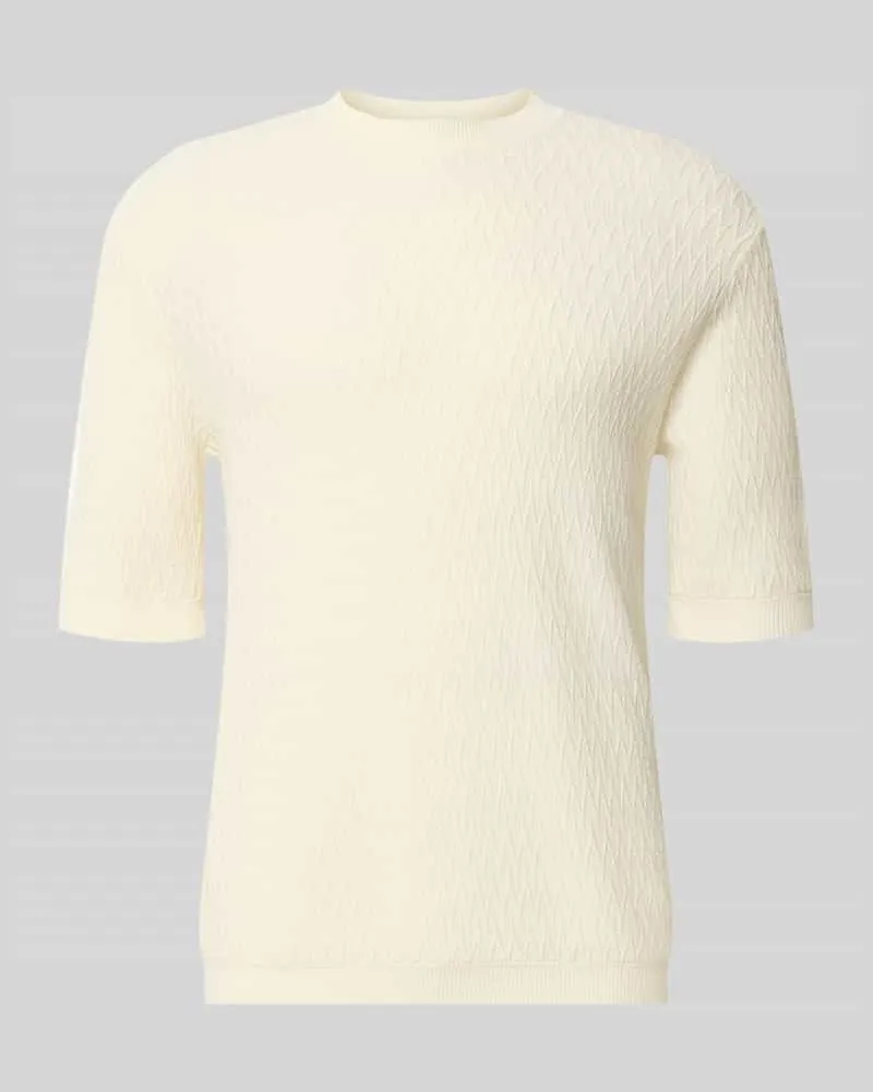 Emporio Armani Slim Fit T-Shirt in Strick-Optik Offwhite