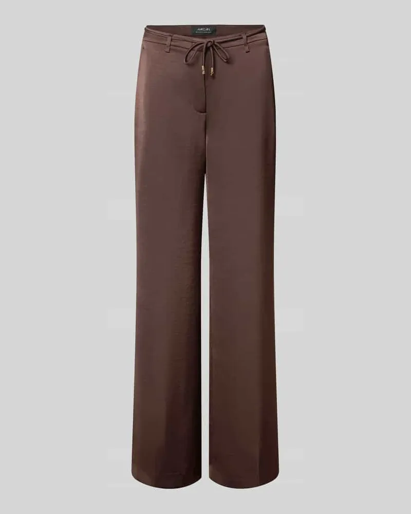 Marc Cain Schimmernde Wide Fit Hose mit Bindegürtel Dunkelbraun