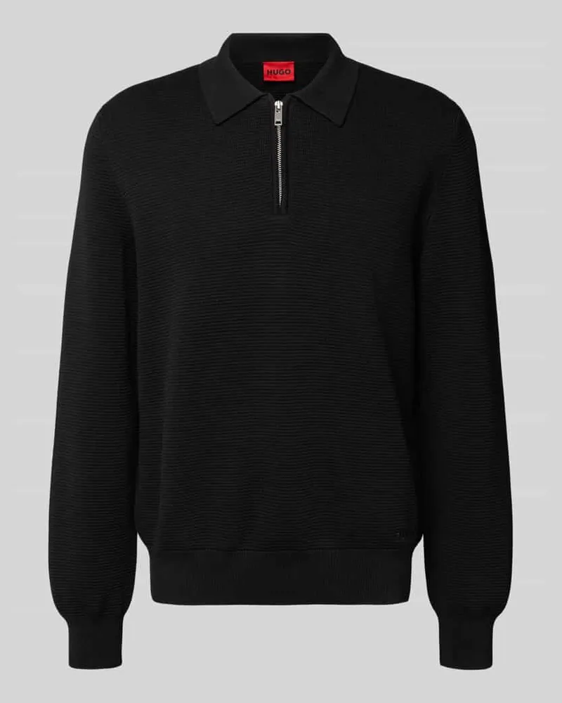 HUGO BOSS Relaxed Fit Strickpullover aus reiner Baumwolle Modell 'SAN PAULEY-C Black