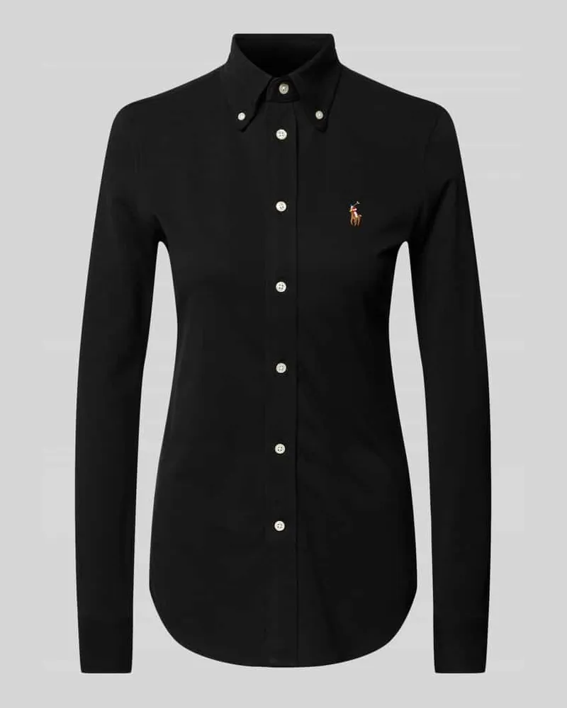 Ralph Lauren Polohemd mit Button-Down-Kragen Black