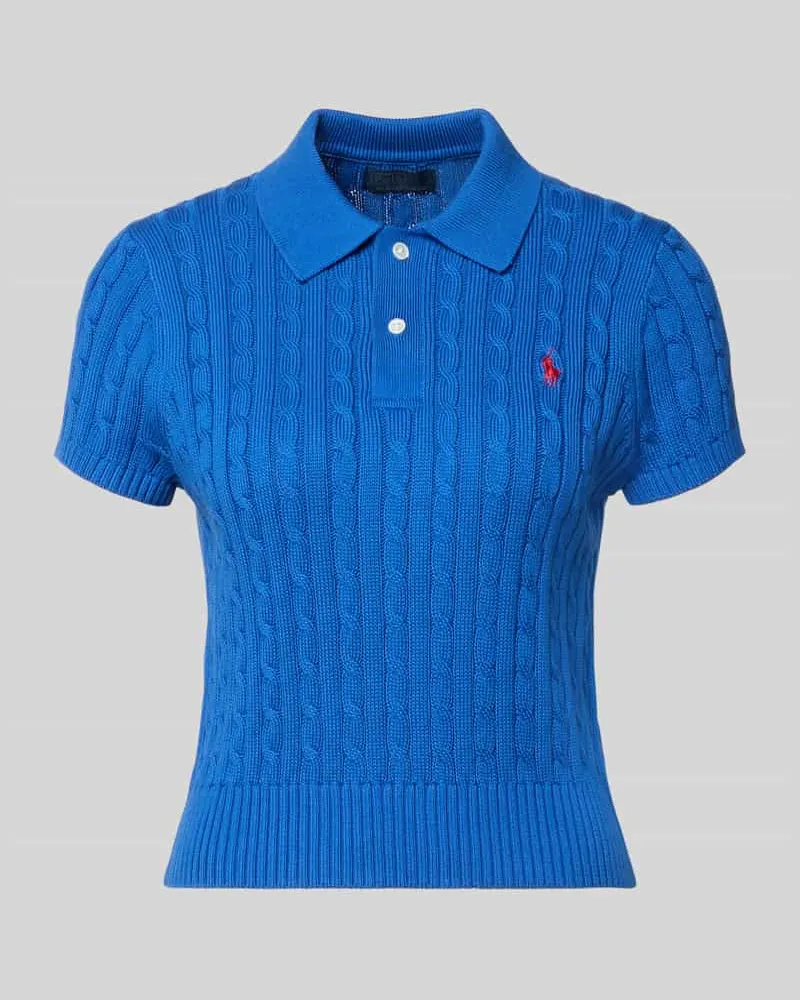Ralph Lauren Regular Fit Strick-Poloshirt aus reiner Baumwolle Bleu