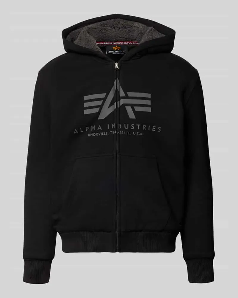 Alpha Industries Regular Fit Sweatjacke aus reiner Baumwolle Black