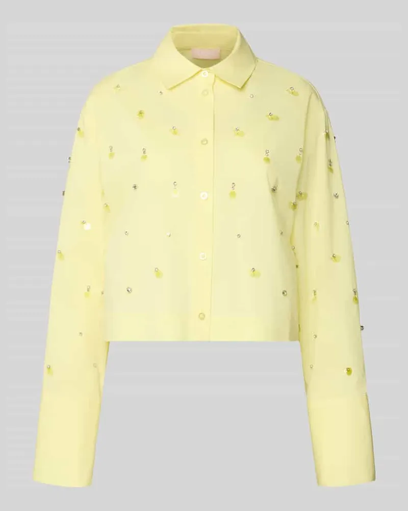 Liu Jo Relaxed Fit Hemdbluse mit Allover-Ziersteinbesatz Hellgelb